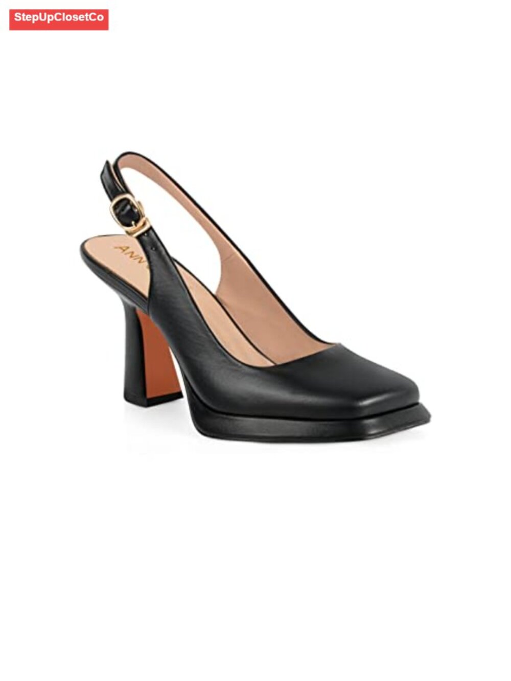 Women's Platform Slingback High Heels Square Toe Pump Shoes